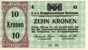 Ausztria/Mauthausen hadifogolytábor 1914-15 1h, 2h, 10h, 20h, 1K, 1,6K, 2K, 5K, 10K, 20K szükségbank...