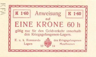 Ausztria/Mauthausen hadifogolytábor 1914-15 1h, 2h, 10h, 20h, 1K, 1,6K, 2K, 5K, 10K, 20K szükségbank...