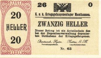 Ausztria/Mauthausen hadifogolytábor 1914-15 1h, 2h, 10h, 20h, 1K, 1,6K, 2K, 5K, 10K, 20K szükségbank...