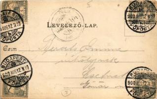 1900 Budapest II. Hűvösvölgy, Holtzspach-féle Vigadó az Orvvadászhoz, pincérek és vendégek. Ifj. Hol...