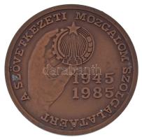 1985. "A Szövetkezeti Mozgalom Szolgálatáért / Felszabadulásunk 40. évfordulójára" kétoldalas bronz emlékérem (70mm) T:AU,XF patina