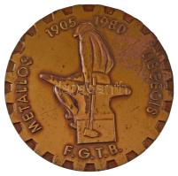 Belgium 1980. "75 éves a Liege-i Acélipar" egyoldalas bronz emlékérem (87mm) T:XF Belgium 1980. "Metallos 1905-1980 Liegeois" one-sided bronze medallion (87mm) C:XF