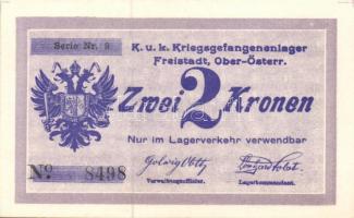 Ausztria/Freistadt hadifogolytábor DN 1K, 2K szükségbankjegyek, ritka magyar nyelvű propaganda ismer...