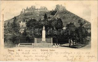1902 Sümeg, Kisfaludy szobor, vár a háttérben. Horvát Gábor kiadása (fl)