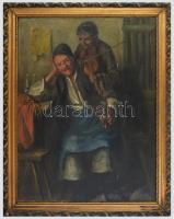 Horváth G. Andor (1876-1966): Muzsikaszó. Olaj, vászon. Jelzett. Apró felületi sérüléssel. Dekoratív, kissé sérült fakeretben. 80×60 cm
