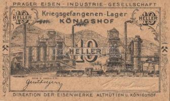 Ausztria/Königshof hadifogolytábor 1916. 1h, 2h, 5h, 10h, 20h, 1K szükségbankjegyek, benne 4db érvén...