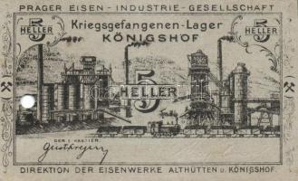 Ausztria/Königshof hadifogolytábor 1916. 1h, 2h, 5h, 10h, 20h, 1K szükségbankjegyek, benne 4db érvén...