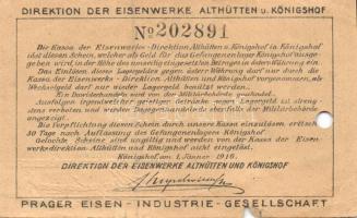 Ausztria/Königshof hadifogolytábor 1916. 1h, 2h, 5h, 10h, 20h, 1K szükségbankjegyek, benne 4db érvén...