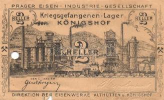 Ausztria/Königshof hadifogolytábor 1916. 1h, 2h, 5h, 10h, 20h, 1K szükségbankjegyek, benne 4db érvén...