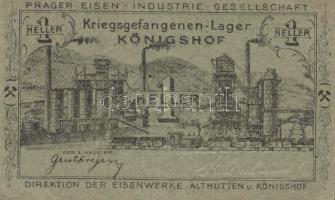 Ausztria/Königshof hadifogolytábor 1916. 1h, 2h, 5h, 10h, 20h, 1K szükségbankjegyek, benne 4db érvén...