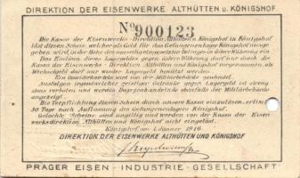 Ausztria/Königshof hadifogolytábor 1916. 1h, 2h, 5h, 10h, 20h, 1K szükségbankjegyek, benne 4db érvén...