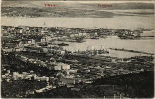 1915 Trieste, Trieszt; Panorama, port