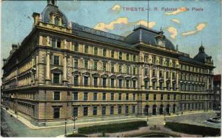 1917 Trieste, Trieszt; I.R. Palazzo delle Poste / Post palace + "M. kir. 41. honv. gy. hadosztály menet alakulásainak csoportparancsnoksága"