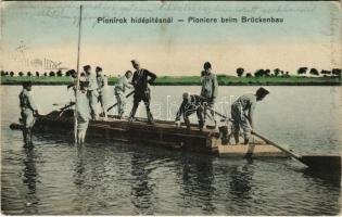 Pionírok hidépítésnél / Pioniere beim Brückenbau / WWI Austro-Hungarian K.u.K. military, pioneers building a bridge (fa)
