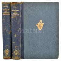 Balla Antal 2 kötete: A legújabb kor világtörténete. Bp. 1937, Kir. M. Egyetemi Nyomda, 609 p. + 1 térképmelléklet. Harmadik, bővített kiadás. + A legújabb kor gazdaságtörténete. Bp. 1938, Kir. M. Egyetemi Nyomda, 300 p. Második, bővített kiadás. Kiadói aranyozott félbőr-kötés, a gerincen kis sérülésekkel, kopással, belül jó állapotban.