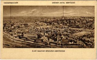 Budapest X. Kőbánya, Első magyar részvény-serfőzde. Haggenmacher, Dreher Antal serfőzdéi, sörgyár reklám. Klösz György és fia (EK)