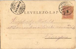 1899 (Vorläufer) Pécs, Líceum épület, bútorraktár, üzletek. Fischer Ferenc kiadása (r)