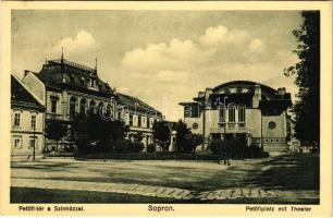 1931 Sopron, Petőfi tér a színházzal. Lobenwein Harald fotóműterme