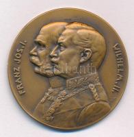 Osztrák-Magyar Monarchia ~1918. "Ferenc József - II. Vilmos / A Világháború emlékére 1914-1915 - Egységben az erő" bronz emlékérem. Szign.: BHM (40mm) T:UNC,AU egy helyen apró ü. /  Austro-Hungarian Monarchy ~1918. "Franz Joseph - Wilhelm II / Erinnerung an den Weltkrieg 1914-1915 - Einigkeit macht stark" bronze commemorative medallion. Sign.: BHM (40mm) C:UNC,AU tiny ding on one spot