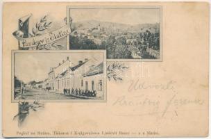 1901 Szalatnok, Szlatina, Slatine; multi-view postcard. Art Nouveau, floral (fl)