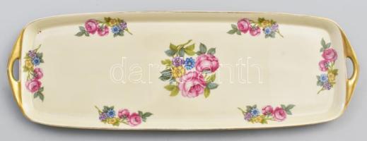 Rosenthal virág mintás porcelán süteményes készlet. Hat személyes komplett, kis kopással