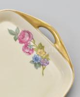 Rosenthal virág mintás porcelán süteményes készlet. Hat személyes komplett, kis kopással