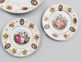 Cseh alt-Wien antik mintás porcelán süteményes készlet. Hat személyes komplett, matricás, jelzett, k...