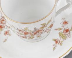 Antik teás készlet négy személyes porcelán. Matricás, jelzett, kopásokkal
