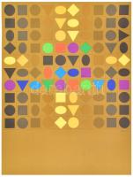 Vasarely Victor (1908-1997): Formák. Ofszet, papír, jelzett a nyomaton, 55x40 cm