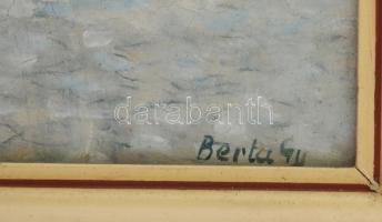 Berta György (?-). XX. sz. második fele: Tokaj (utcarészlet sétálókkal).Olaj, vászon, faroston. Jelz...