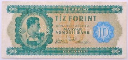 1946. 10Ft "A 124 062685" T:F restaurált  Hungary 1946. 10 Forint "A 124 062685" C:F restored  Adamo F1