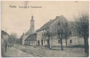 1924 Plaski (Lika), Trgovina D. Tomljenovic / ortodox templom, utca / Orthodox church, street view. Fot. Simic (Rb)