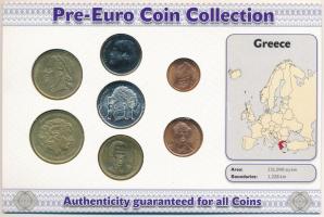 Görögország 1990-2000. 1D-100D (7xklf) forgalmi összeállítás "Görögország utolsó nemzeti pénzei" díszcsomagolásban T:UNC Greece 1990-2000. 1 Drachma - 100 Drachmes (7xdiff) coin set in "The Last National Coins of Greece" packing C:UNC