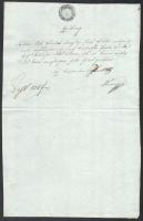 1803 1G benyomott szignettás okmány. szép 1G vízjeles papíron korai, R! / Early 1803 1G signetta on document on watermark paper