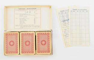 Piatnik kanaszta, 3 pakli francia kártya, eredeti, kissé viseltes dobozában