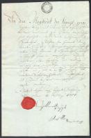 1803 2G benyomott szignettás okmány szép Gulden vízjeles papíron. korai, R! / Early 1803 2G signetta on document with watermark