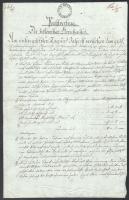 1807 4G benyomott szignettás okmány (Boskowitzi uradalmi szerződés) szép Gulden vízjeles papíron. korai, R! / Early 1807 4G signetta on document with watermark regarding Boskowitz courtyard