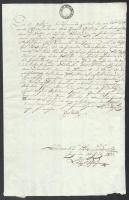 1803 10G benyomott szignettás okmány szép Gulden vízjeles papíron. korai, R! / Early 1803 10G signetta on document with watermark