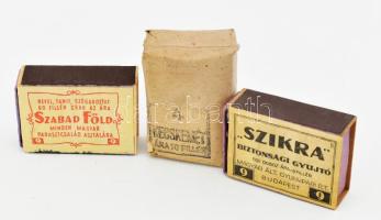 3db gyufásdoboz,teli tartalommal - Szikra biztonsági gyújtó ,,9" Szabad Föld , Szikra - 4- Kecskemét