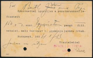 1934 Zwack J. és Társai Likőrgyárosok üzleti levelező-lap