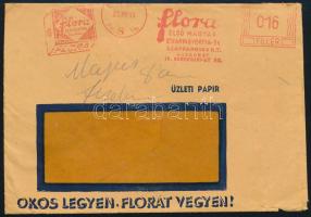 1938 flora Első Magyar Stearingyertya-és Szappangyár, Margarin- és Olajművek ablakos üzleti boríték ,,OKOS LEGYEN, FLORAT VEGYEN!" reklámszöveggel
