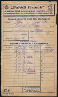 1928 ,,Valódi Franck" pótkávé szállítójegyzék. Hátoldalon szállítási és fizetési feltételek, valamint a Franck kávék helyes tárolási módjának leírása.
