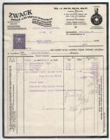 1931 Zwack J. és Társai Likőrgyára fejléces számla