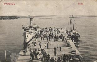 Porec, Parenzo; kikötő, gőzhajó / steamship, molo (fa)