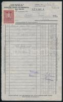 1930 Hunnia" Csokoládé, Dragée- és Bonbongyár, Újpest fejléces számla