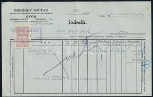 1941 Böröndy Zoltán Vegyi- és Festékárúnagykeresekedő, Győr fejléces számla