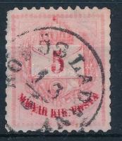 1881 5kr álkettősnyomattal (rövid fogak / short perfs.)