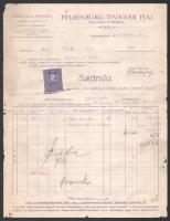 1928 Felsenburg Tivadar Fiai Szeszgyár ls Finomító =1819= , Balassagyarmat, fejléces számla