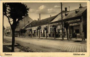 Szerencs, Rákóczi utca, vitéz Szegedi István hentes és mészáros, Nyíri József üzlete, dohány különlegessége iroda. vitéz Szegedi István saját kiadása