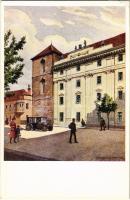 Budapest I. Dominikánus torony a Várban, autó. Műemlékek Országos Bizottsága s: Dörre Tivadar (fa)